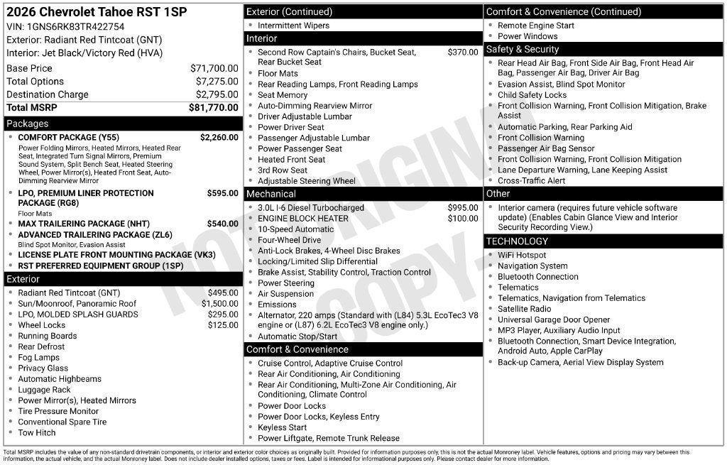 2026 Chevrolet Tahoe RST