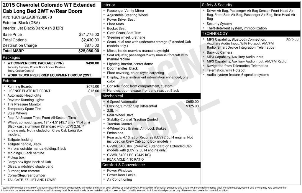 2015 Chevrolet Colorado 2WD WT