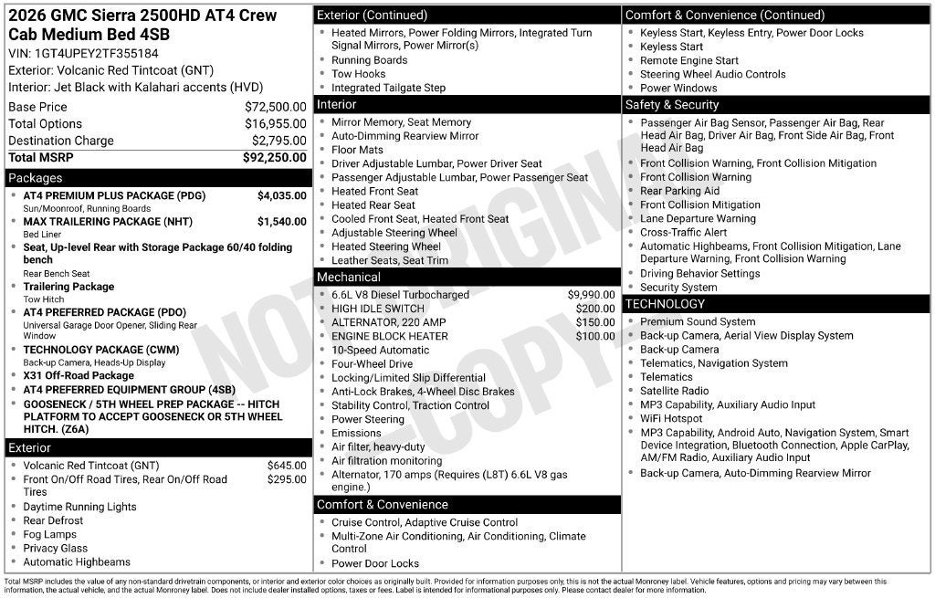 2026 GMC Sierra 2500 HD AT4