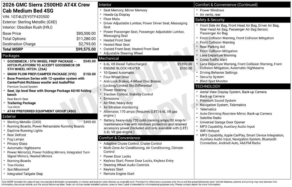2026 GMC Sierra 2500 HD AT4X