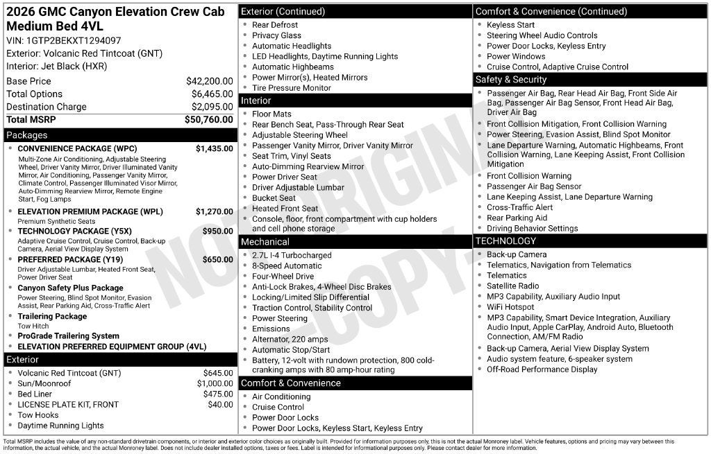 2026 GMC Canyon Elevation