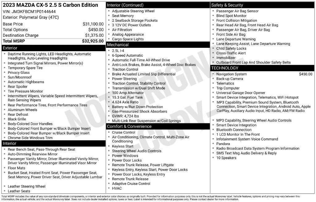 2023 Mazda Mazda CX-5 2.5 S Carbon Edition