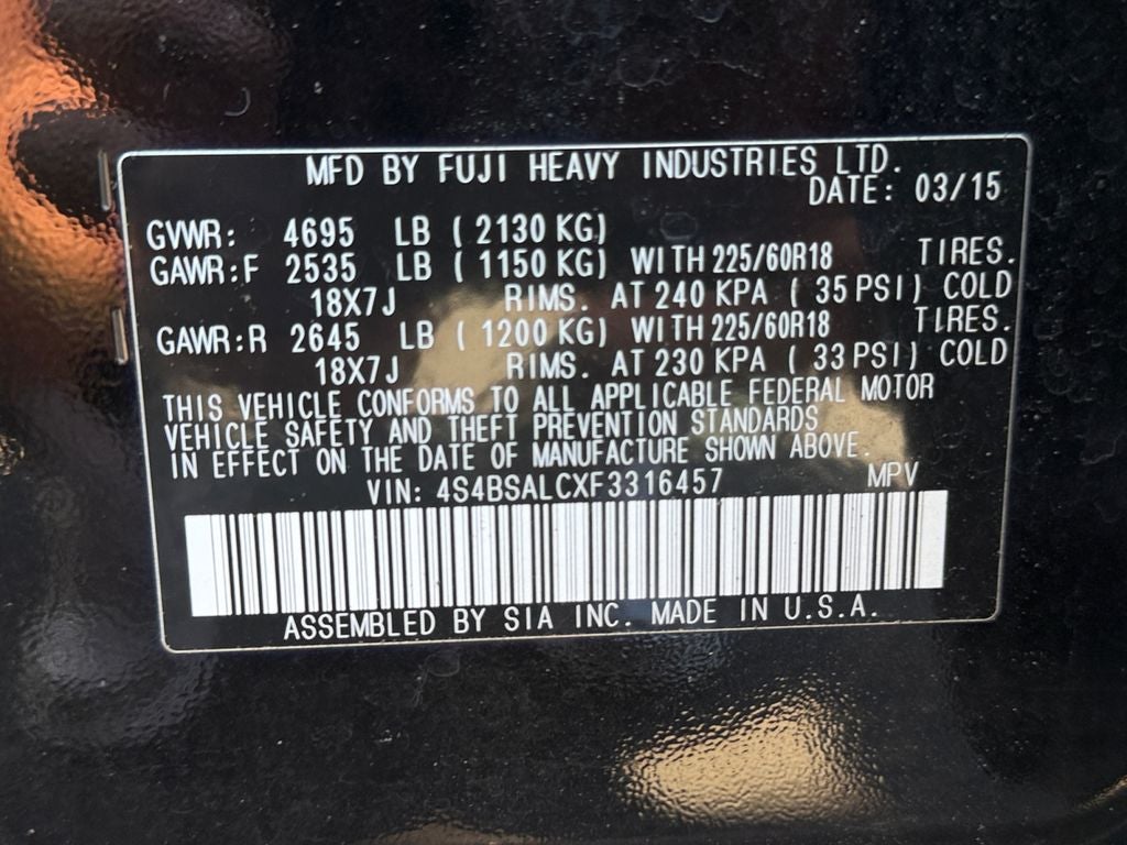 2015 Subaru Outback 2.5i Limited