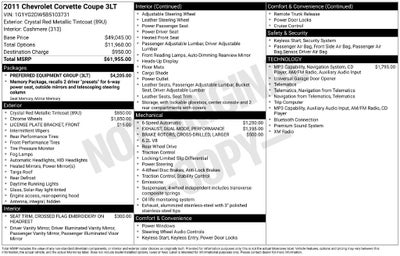 2011 Chevrolet Corvette Base 3LT